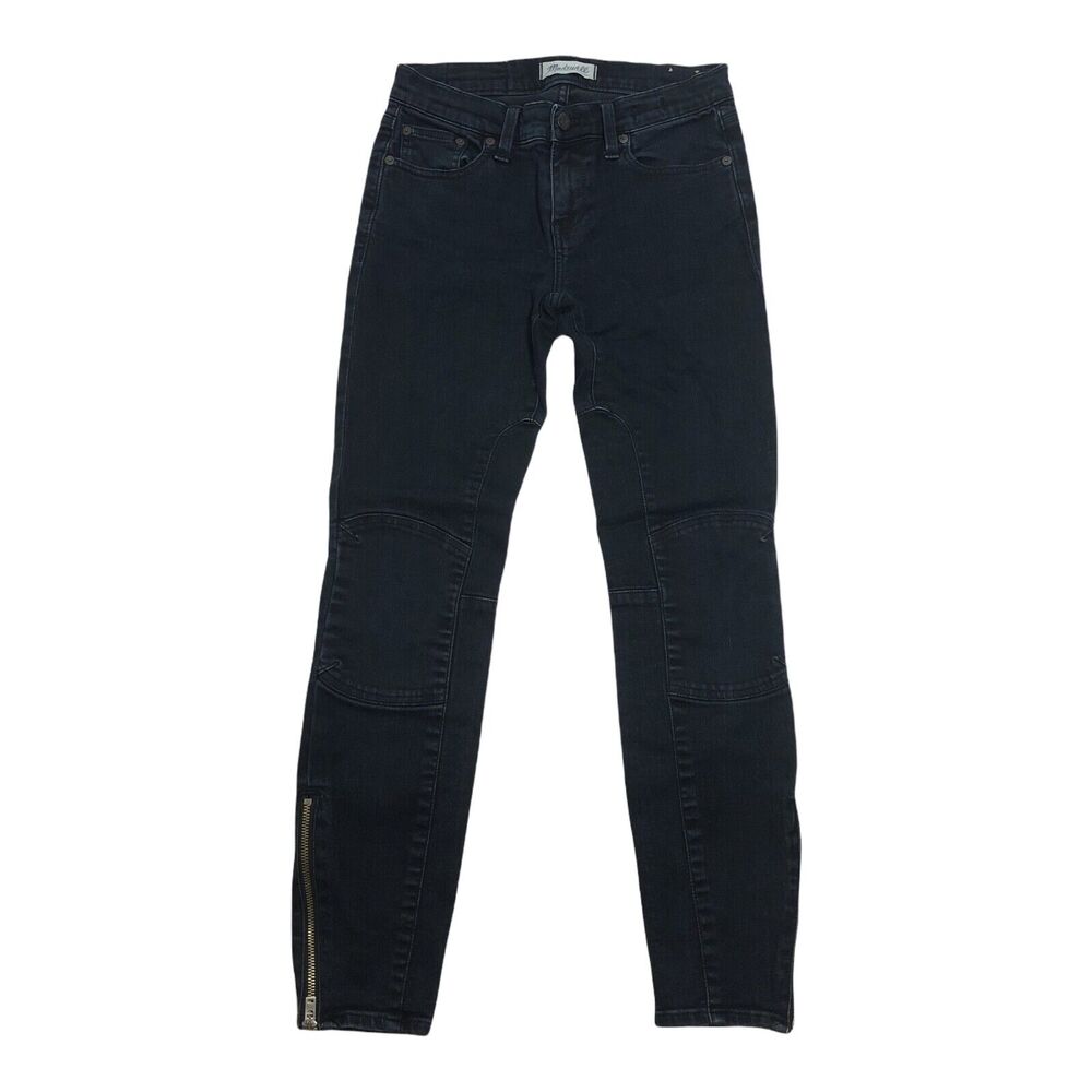 Madewell Skinny Skinny Jeans Ankle Zip Moto Dark Wash Blue Denim Size 26 - Picture 4 of 9